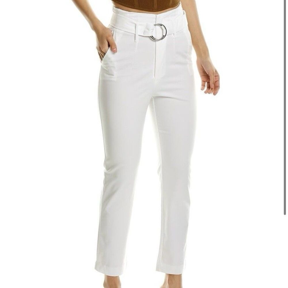 Bardot Kristen Ankle Pants High Waist Belted Ivory White Size 10L